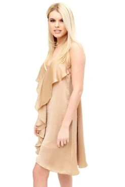 Francessia - Gold Frill Shift Dress -Deals Sarto View Store missg.may .20177560