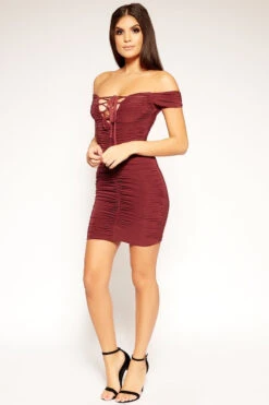 Elin - Plum Off The Shoulder Ruched Bodycon Dress 7 Elin - Plum Off The Shoulder Ruched Bodycon Dress -Deals Sarto View Store missg.oct3 .201839304