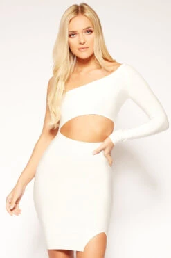 Deals Sarto View Store 15 Cadie - White One Shoulder Cut Out Bandage Dress
