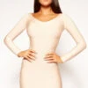 Saffron - Champagne Nude Long Sleeve Bandage Dress
