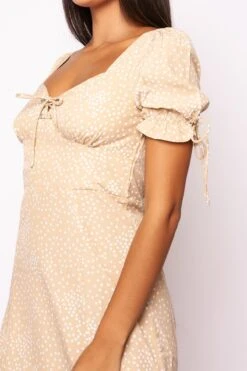 Evangeline - Nude & White Polka Dot Lace Up Dress -Deals Sarto View Store wjrs1930