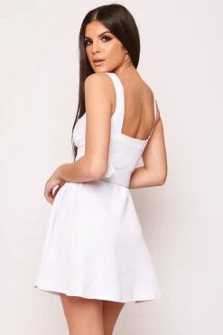 Caprio - White Belted Skater Dress 10 Caprio - White Belted Skater Dress -Deals Sarto View Store wjrs2028