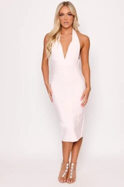 Felicity - Pale Pink Halterneck Bandage Midi Dress 8 Felicity - Pale Pink Halterneck Bandage Midi Dress -Deals Sarto View Store wjrs5716